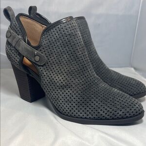 Franco Sarto Charcoal Perforated Ankle Booties